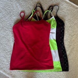 lululemon athletica Red, Lime, Black, purple tank Set